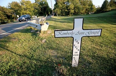 Photo by Daniel Freel/New Jersey Herald A roadside memorial for Kimberly Ann Goupil is seen on County Route 519 in Hampton Thursday.