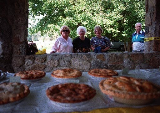The pie contest is still a popular part of the Johnston Apple Festival, celebrating its 27th year. This archive photo shows the pie contenders from 16 years ago, in 1998.