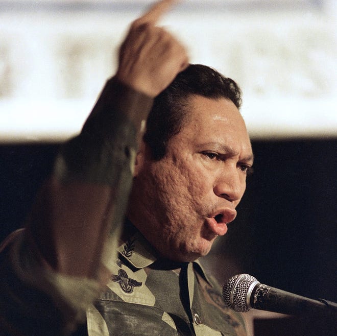 In this March 1988 photo, Manuel Noriega speaks at a Solidarity for Panama Conference in Panama City. Activision on Monday announced that former New York City Mayor Rudy Guiliani is joining its legal team in seeking to dismiss a lawsuit filed by the former Panamanian dictator for use of his likeness without permission in the popular "Call of Duty" franchise.