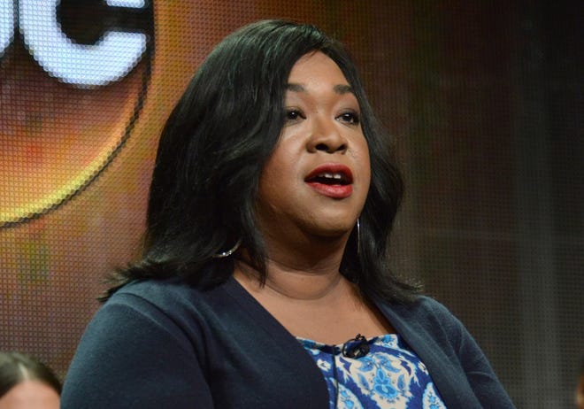 In this July 15 photo, showrunner Shonda Rhimes speaks during the "How to Get Away with Murder" panel at the Disney/ABC Television Group 2014 Summer TCA at the Beverly Hilton Hotel in Beverly Hills, Calif. ABC's entire Thursday prime-time schedule is composed of shows run by Rhimes.