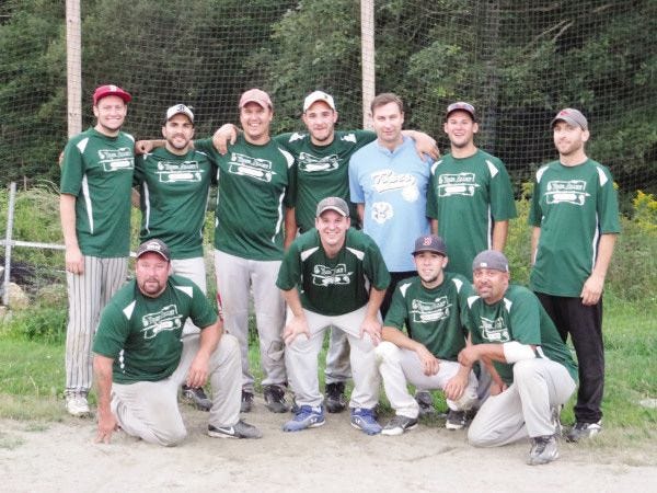 The Rose Alley Ale House won its first Sandlot Softball League championship recently, defeating the Bulldogs 3-1 in the best-of-five finals in Westport. The champs are, front row from left, Kenny Gonsalves, Dartmouth native Jon Darling, Stephen Gauthier and Jeff DaCosta, and back row from left, Matt Howarth, Dartmouth resident Tony Furtado, Kurtis Homer, Eric Marshall, UMD graduate Thomas Jachimczyk, A.J. Gauthier and Dartmouth resident Eric McAndrew.