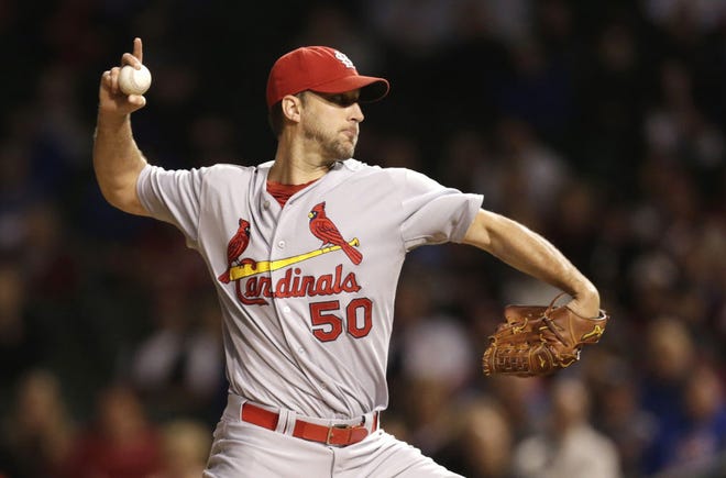 Adam Wainwright held the Cubs to three hits in seven innings in the Cardinals’ 8-0 victory Monday night at Wrigley Field.