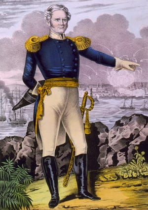 Maj. Gen. Winfield Scott at Vera Cruz, Mexico, March 1847. (Currier & Ives, Library of Congress artwork)