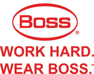 The “Work Hard. Wear Boss.” slogan is part of Boss Manufacturing's new logo.