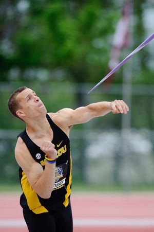 Missouri’s Ser Whitaker posted the top javelin throw among decathlon competitors and placed fourth overall yesterday at the SEC Championships at Walton Stadium.