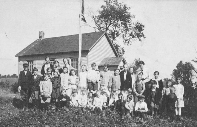 The Cherry Valley School circa 1909. Students from first through eighth grades attended the same one-room schoolhouse.