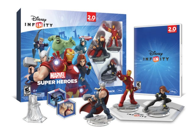 Figurines that come with “Disney Infinity 2.0: Marvel Super Heroes" include Thor, Iron Man and Black Widow.