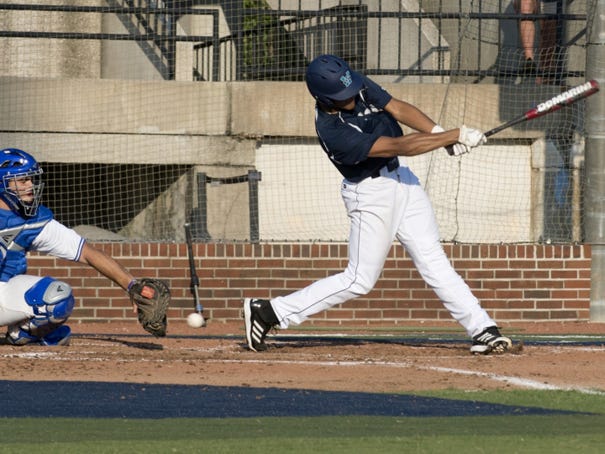 UNCW's Kennard McDowell swings at a pitch during an exhibition game against the Ontario Blue Jays at Brooks Field on Wednesday, Oct. 1, 2014.