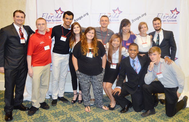 Northwest Florida State College Student Government Association members attending the Florida College System Student Government Association Leadership Conference in Orlando are (front, from left) Angela Roy, Sally Yang, Alijah Veneszee, Stefan Makarov and (back, from left) Drew Hannah, Zach Zedicher, Eddell Molina, Rachel Gilroy, Sean Giovanneillo, Jessica Kim, Kirsten Dawson and Raymond Bolen.