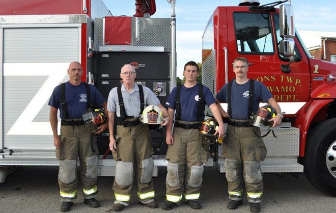 The Miller family has served the Pewamo Fire Department since 1966. Pictured (from left) are Tom Miller, Jerry Miller, Josh Witgen and Steve Miller.