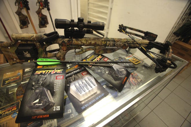 A Tenpoint XLT Turbo crossbow is on display at Davis Shooting Sports in Goshen. Elaine Ruxton/Times Herald-Record