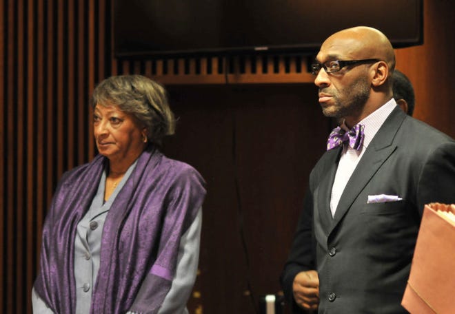 The mortgage fraud case against former NFL star Irving Fryar and his mother Allene McGhee, pictured during a January hearing in Burlington County Superior Court in Mount Holly, is going to trial.