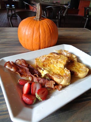 Leia Mayer puts a fall twist on Bridge Span 14’s popular French toast by adding fresh roasted pumpkin to the batter.