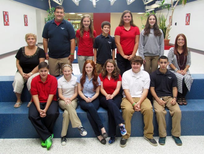 Student Council officers, seated, from left: George Marak, Rory Misko, Brooke Juice, Sydney Toy, Billy Nevins, and Greg Hill. Standing, from left: Mrs. Angel Masco, Conor Durkin, Abagale Zuraski, Parker Kerl, Chelsie Jones, Christina Carachilo, and Mrs. Joanna Grizzanti.