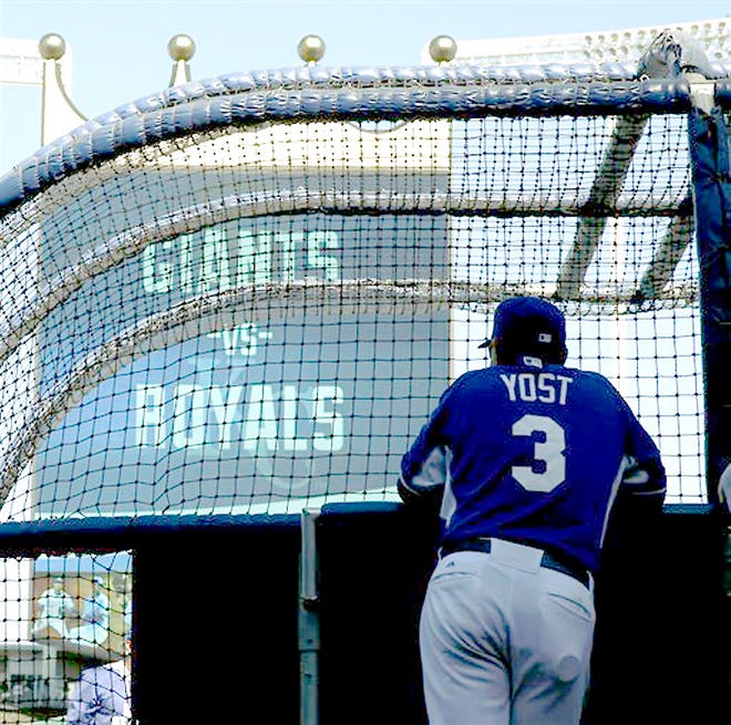 Kansas City Royals manager Ned Yost watches batting practice Monday in Kansas City, Mo. The Royals will host the San Francisco Giants in Game 1 of the World Series on Tuesday. 



AP Photo/Charlie Riedel