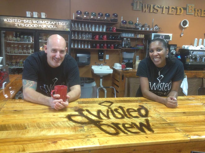 Jason Krivda, left, and Nykki Hines offer a twist on the classic coffeehouse at their Twisted Brew shop in Panama City.