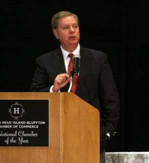 U.S. Sen. Lindsey Graham was the keynote speaker at Wednesday's State of the Region luncheon hosted by the Hilton Head Island-Bluffton Chamber of Commerce.-Scott Thompson/Bluffton Today