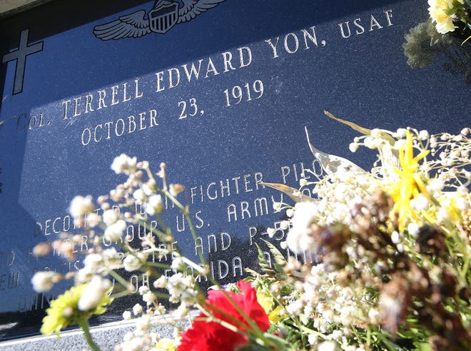 Terrell Yon’s above-ground tomb is seen in Blountstown on Wednesday.