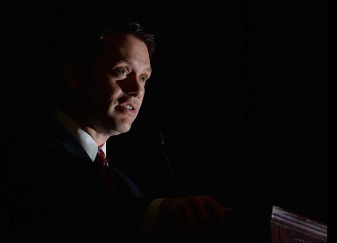 Georgia Democratic gubernatorial candidate Jason Carter speaks during the Georgia School Superintendents Association conference at the Classic Center on Wednesday, Oct. 22, 2014 in Athens, Ga.  (Richard Hamm/Staff) OnlineAthens / Athens Banner-Herald