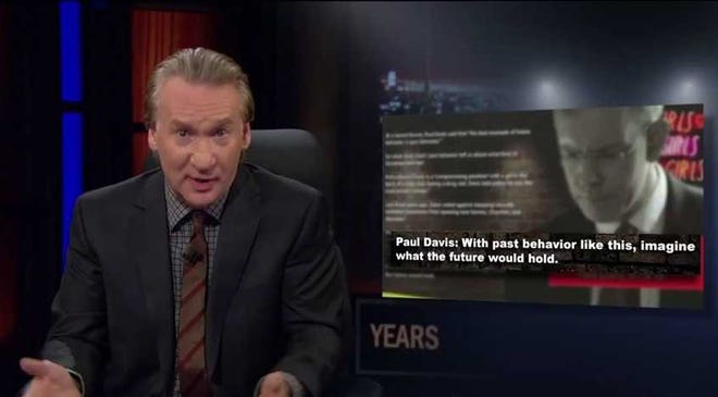 Bill Maher, host of HBO's "Real Time With Bill Maher," discusses the Kansas gubernatorial race during a segment Friday.