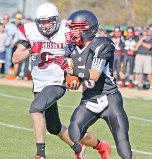 North Star's Christian Kvilvang chases down Parker Stemen Saturday afternoon.