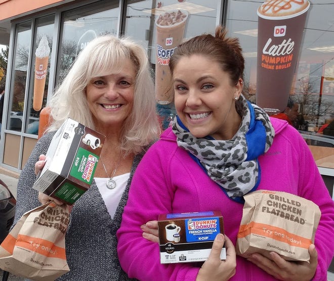 Polly and Danielle Webber of Dover got a sweet surprise Wednesday morning when they were able to get up to $25 worth of Dunkin’ Donuts items for free. Eastern Bank was running a promotion at the Central Avenue location and were giving away DD products from 7 to 10 a.m.