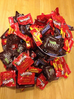 Candy purchased in anticipation of Halloween trick-or-treaters at Jason Varden's home in Milpitas, Calif.
