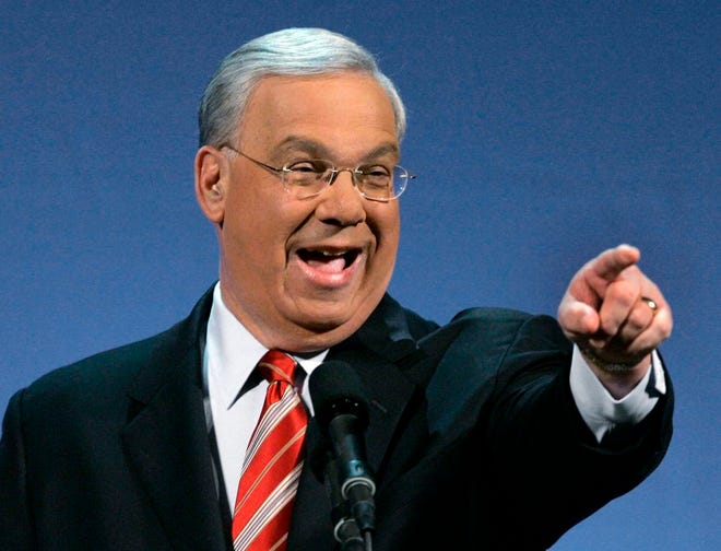 Boston Mayor Thomas Menino points during his State of the City address in Boston on Jan. 9, 2007. Menino died Thursday, Oct. 30, 2014, at age 71.
