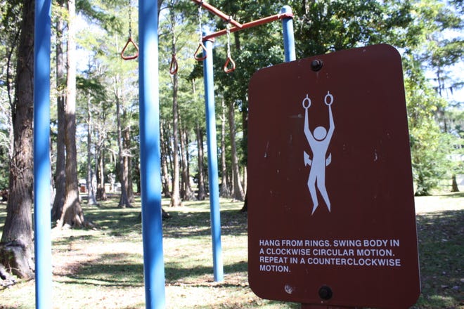 Fitness stations around the park allow for some outdoor workouts.