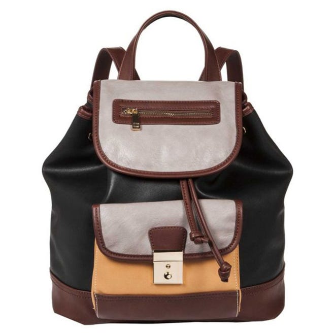 Target’s Melie bag is made of faux leather with contrasting pockets and a drawstring top. The bonus: it cleans up with soap and water ($59.99 at target.com).