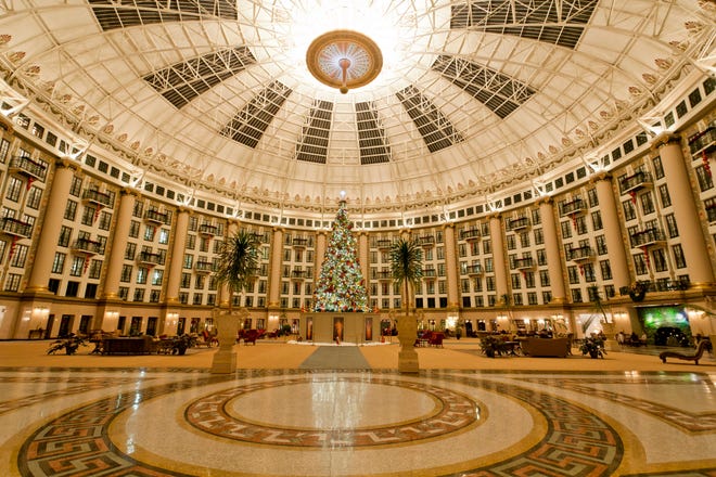 The spectacular tree at West Baden Hotel takes center stage during the holidays.