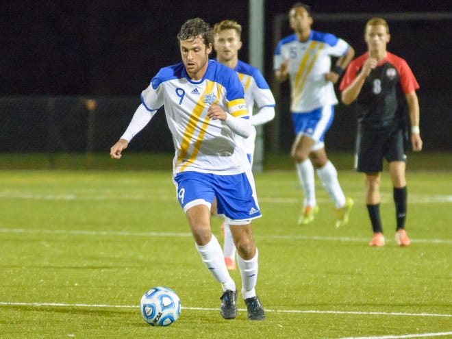 Limestone's Jorge Mackenna scored one goal and assisted on another during a 3-0 win against Belmont Abbey on Monday night in Gaffney.