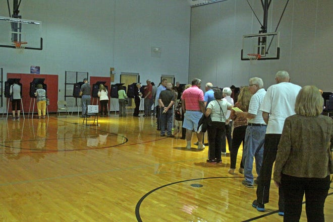 A long line of voters had formed by 2 p.m. Tuesday at the Buckwalter Regional Park recreation center in Bluffton-Scott Thompson/Bluffton Today