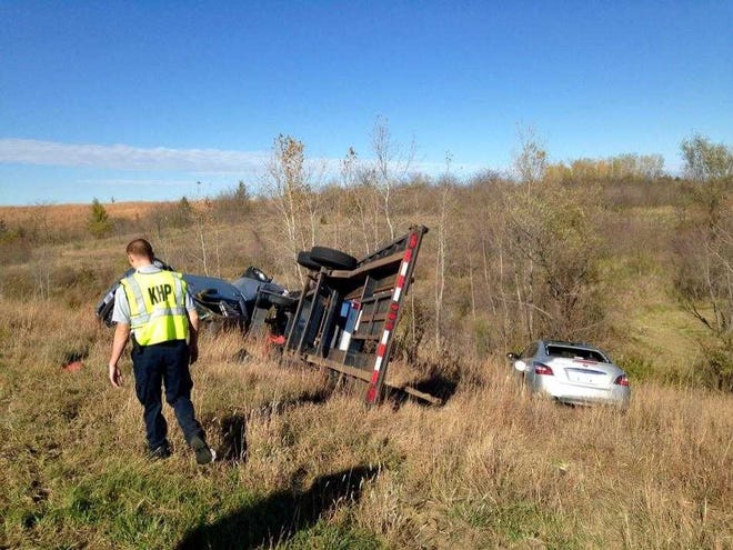 A man suffered minor injuries after the semi-truck he was driving rolled off an embankment Wednesday afternoon.