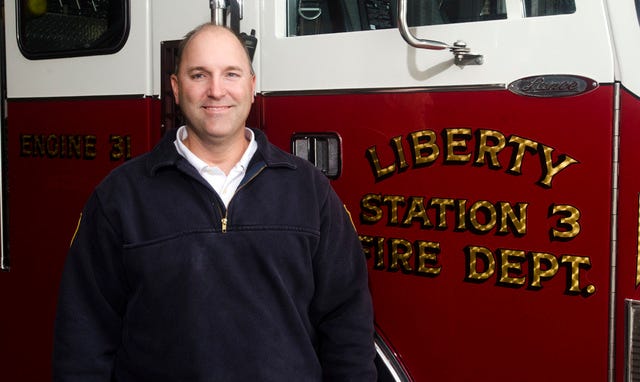 FIRE CHIEF — Matt Talbott was hired as Liberty’s fire chief, succeeding J.R. Beard, who retired last summer. (David Bradley/The Courier-Tribune)