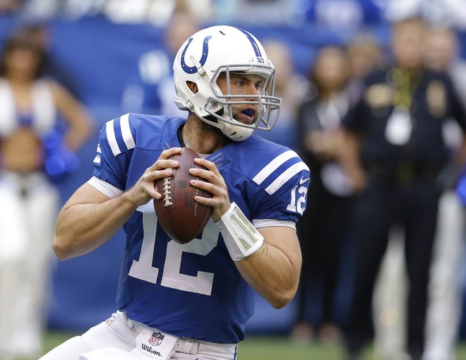 Quarterback Andrew Luck and the top-ranked Colts passing attack will face the Patriots next Sunday as New England comes off its bye. MICHAEL CONROY/THE ASSOCIATED PRESS