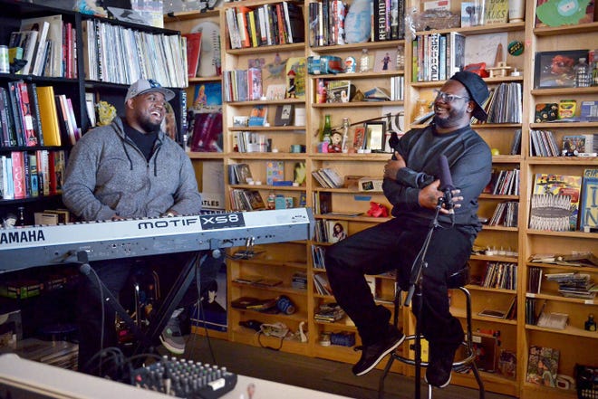 T-Pain, right, with keyboardist Toro at a Tiny Desk Concert from NPR Music