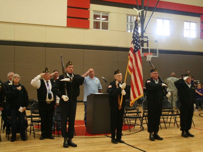 The American Legion Color Guard presents the colors during the Celebration of Freedom Veterans Day program Tuesday.