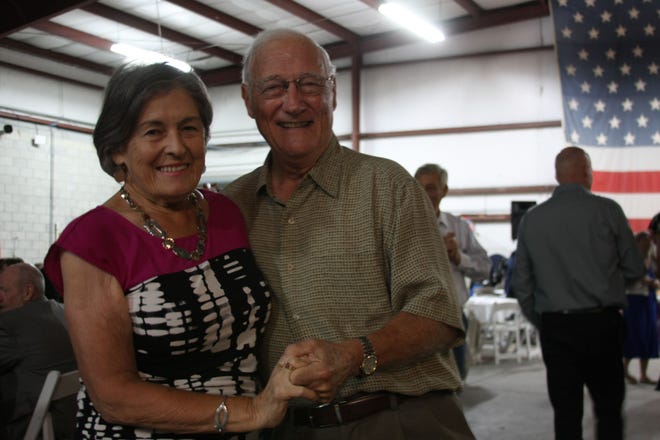 Jean Fish and her husband, 2nd Lt. Wayne Fish, who served in the Army from 1958-61, enjoy the music and dancing at the big band Hangar Dance that benefits the Naval Air Station Museum in DeLand.