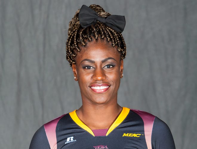 Delicia Pierre is eighth in the MEAC in scoring, averaging 3.29 points per set.