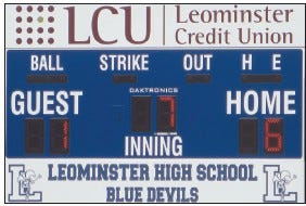 The new baseball scoreboard at Doyle Field debuted Nov. 5 with the score that gave the Blue Devils their championship win in June.