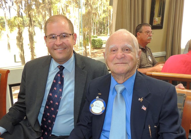 Matt Maxwell’s guest was veteran Anthony Basile, right, who served in World War II. For more photos, check out the Flagler page at news-journalonline.com.