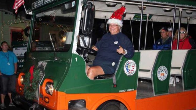 One fun way to explore St. Augustine’s Night of Lights is aboard the Holly Jolly Trolley. Contributed