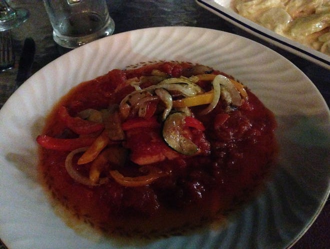 This is the tomato-saffron braised mahi-mahi from Rivertown Cafe in DeLand.