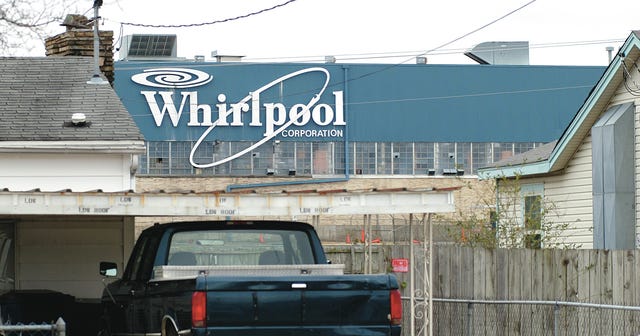 TIMES RECORD FILE PHOTO /  The Whirlpool plant can be seen behind homes on Jacobs Avenue in Fort Smith.