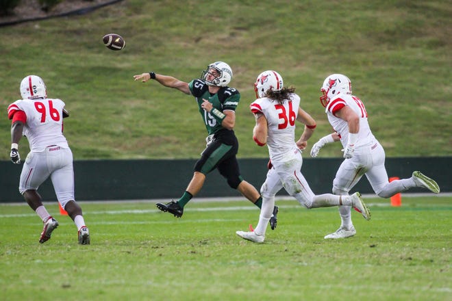 Quarterback Ryan Tentler and the Hatters face Drake, a team that has the Pioneer Football League’s top-ranked pass defense, in the season finale for both teams.