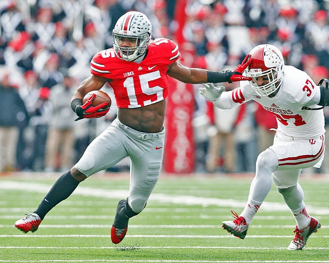 Running back Ezekiel Elliott already has gained over 1,000 yards rushing this season to join an elite group in OSU history.