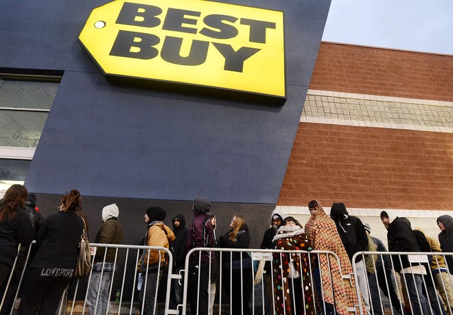 About 200 shoppers stood out in the cold last Thanksgiving to be the first to take advantage of deals at Best Buy in Center Township. Some had been in line as early as 9 a.m. though the store didn't open until 5 p.m.