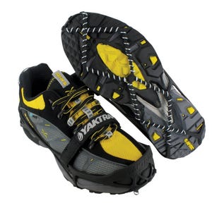 The Yaktrax Pro slides over shoes or boots to provide traction using coils instead of potentially unsafe spikes.