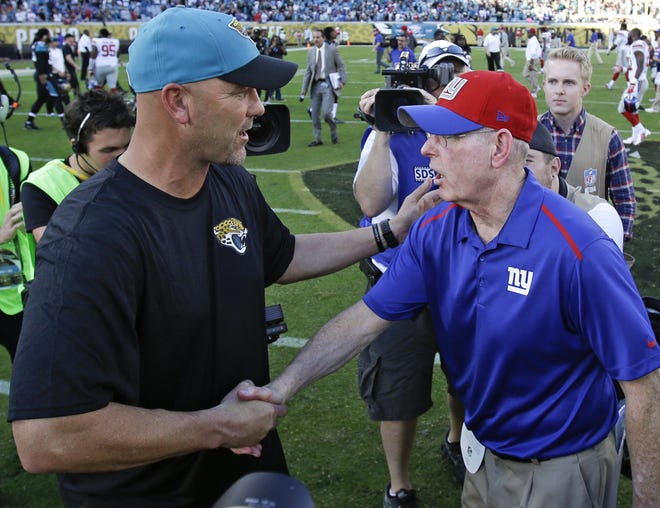 The post-game coaches’ handshake rarely includes a smile from Gus Bradley. But it did Sunday, at the expense of Tom Coughlin’s New York Giants.